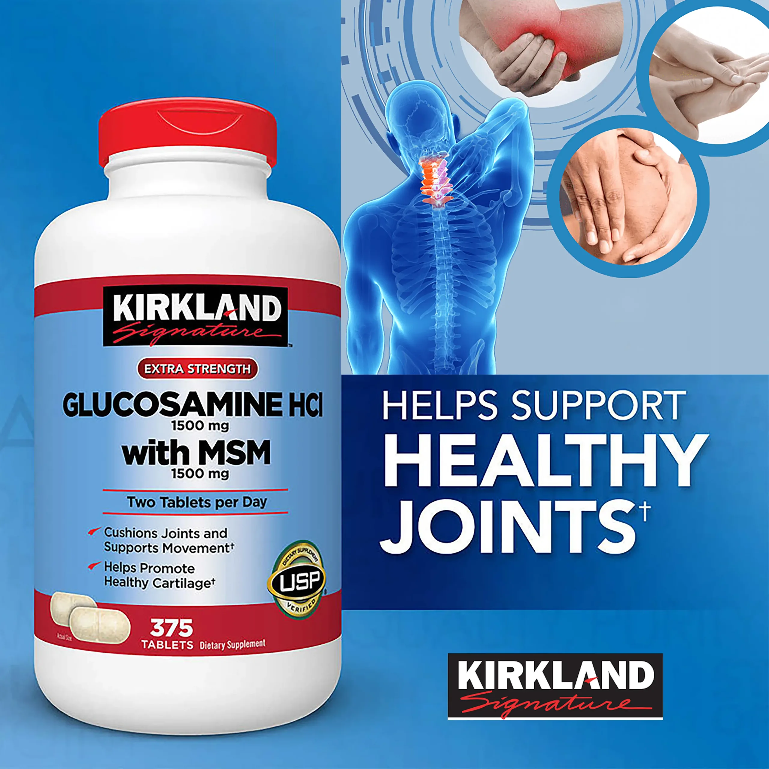 Viên Uống Bổ Xương Khớp Glucosamine Kirkland HCI With MSM-375 Viên