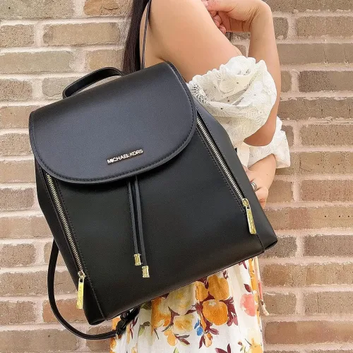 Balo Nữ Michael Kors Phoebe Medium Drawstring Backpack Adult Fashion Purse (Black)-hang-ngoai-nhap