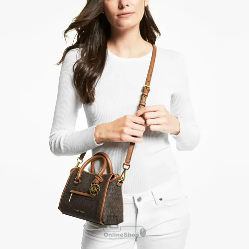 Túi Đeo Chéo Nữ Michael Kors Carine Extra-Small Logo Satchel Brown | USA-hang-ngoai-nhap