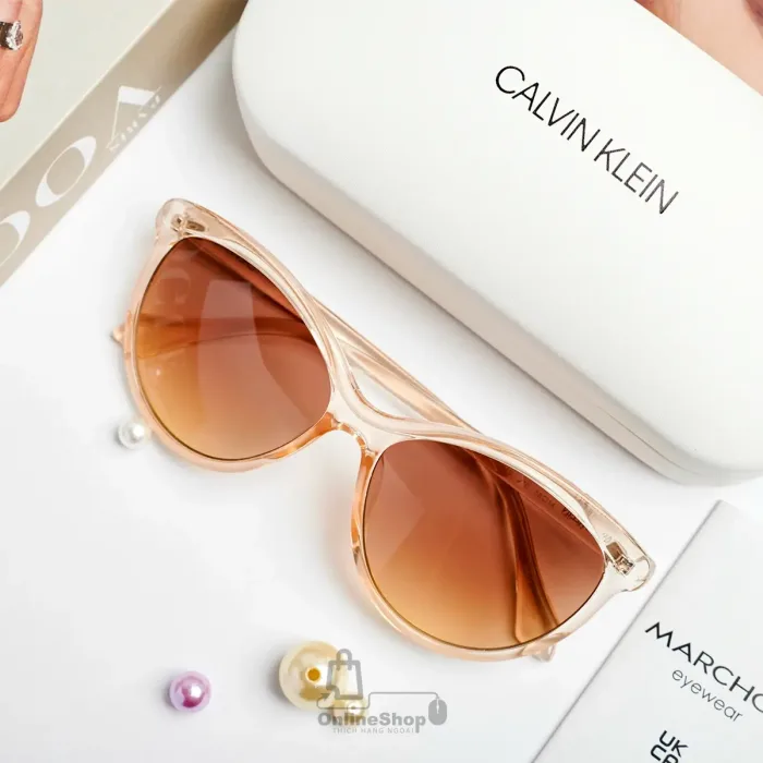 Mô tả Kính Mát Nữ Calvin Klein Brown Cat Eye Ladies Sunglasses CK19534S 270 58 | USA-hang-ngoai-nhap