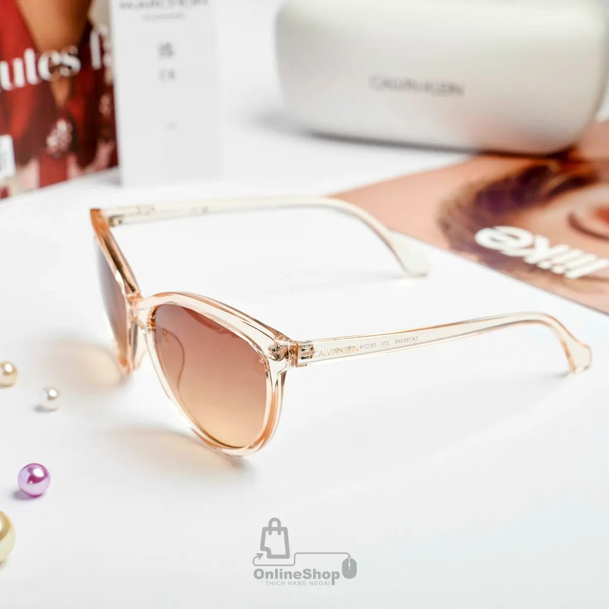 Chi tiết Kính Mát Nữ Calvin Klein Brown Cat Eye Ladies Sunglasses CK19534S 270 58 | USA-hang-ngoai-nhap