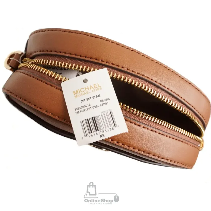 Chi tiết Túi Đeo Chéo Nữ Michael Kors Jet Set Glam Oval 35S3G8GC1B Brown-hang-ngoai-nhap