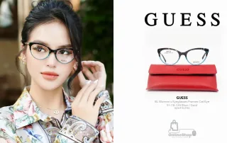 Kính Gọng Cận Nữ GUESS GU2462 BL Women's Eyeglasses Frames Cat Eye 51-18-135 Blue / Gold | USA-hang-ngoai-nhap