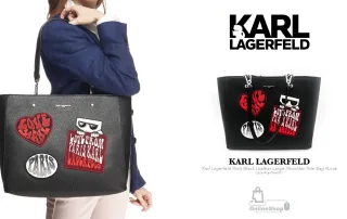 Túi Xách Thời Trang Karl Lagerfeld Paris Large Shoulder Zipper Tote Bag Black NEW! | Pháp-thich-hang-ngoai