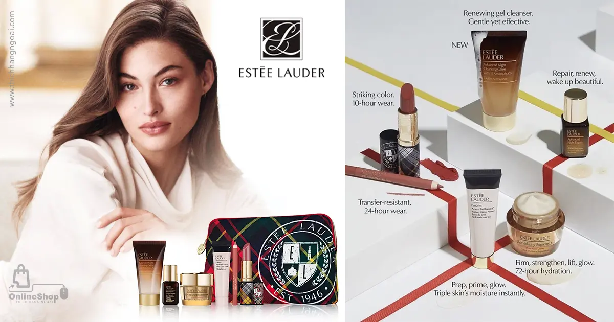 Bộ Mỹ Phẩm Estée Lauder Revitalizing Skincare Makeup Travel - 7pcs Gift Set Fall 2023 - NEW-hang-ngoai-nhap