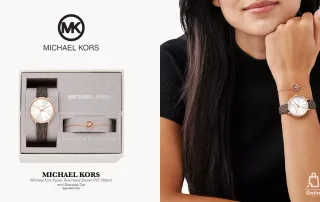 Review Set Đồng Hồ Kèm Lắc Tay Nữ Michael Kors MK1036 Pyper PVC | USA-hang-ngoai-nhap