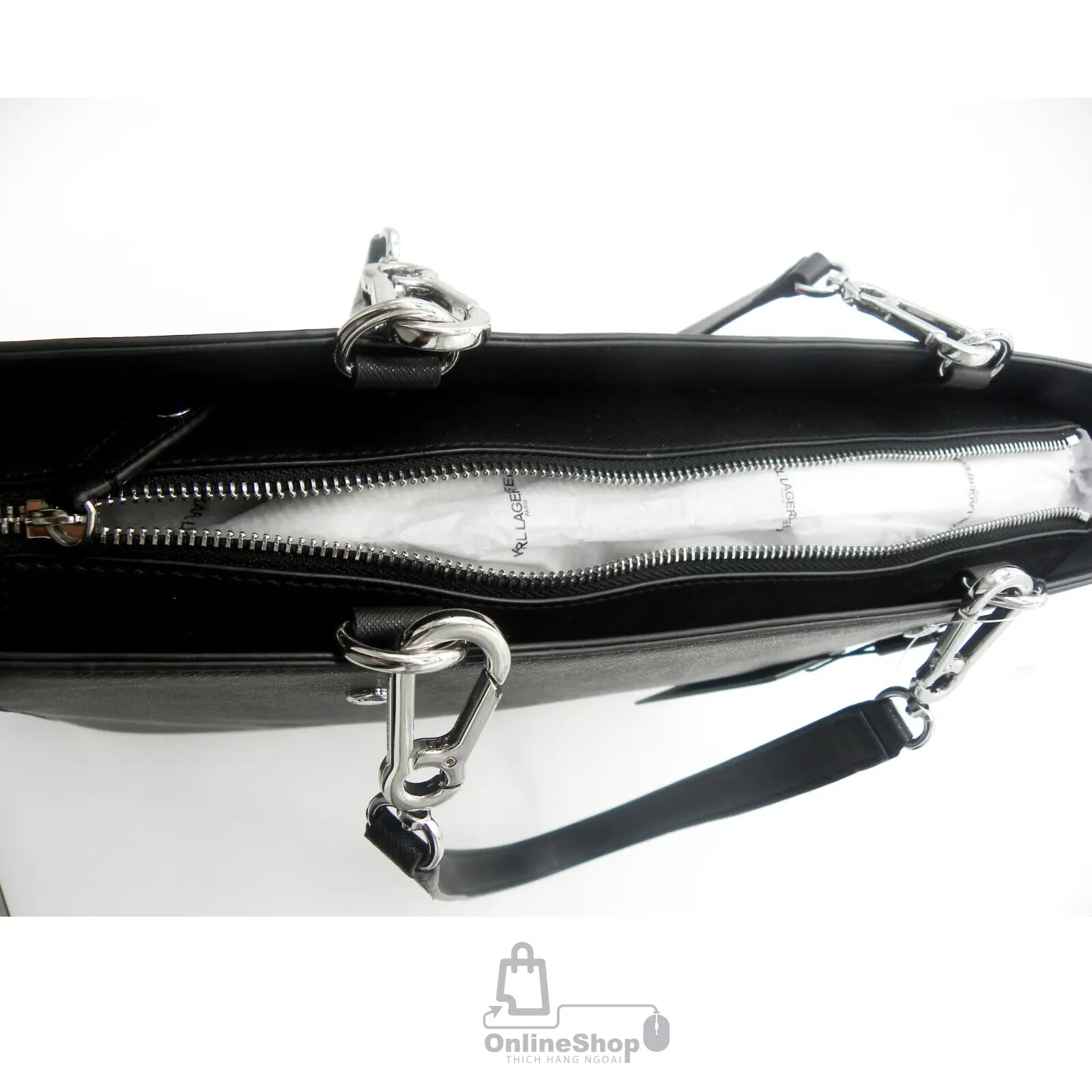 Quà tặng Túi Xách Thời Trang Karl Lagerfeld Paris Large Shoulder Zipper Tote Bag Black NEW! | Pháp-thich-hang-ngoai