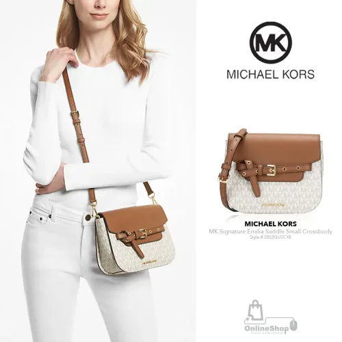 Túi Đeo Chéo Nữ Cao Cấp Michael Kors MK Signature Emilia Saddle Small Crossbody 35S2GU5C1B | USA-thich-hang-ngoai