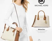 Túi Xách Nữ Xách Tay Michael Kors MK Camille Small Logo And Leather Satchel 30F9GCAS1B-Vanilla | USA-hang-ngoai-nhap