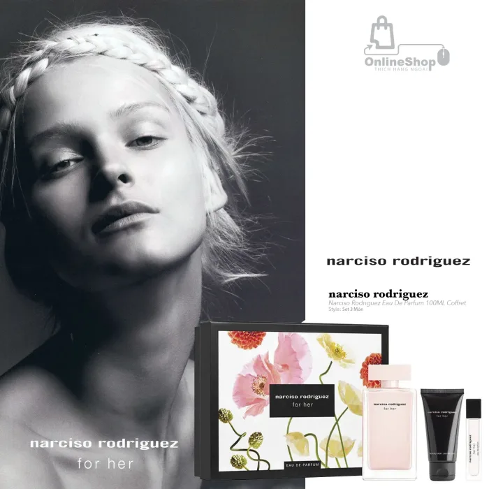 Quà tặng Set Nước Hoa Nữ Narciso Rodriguez For Her 3 món | USA-hang-ngoai-nhap