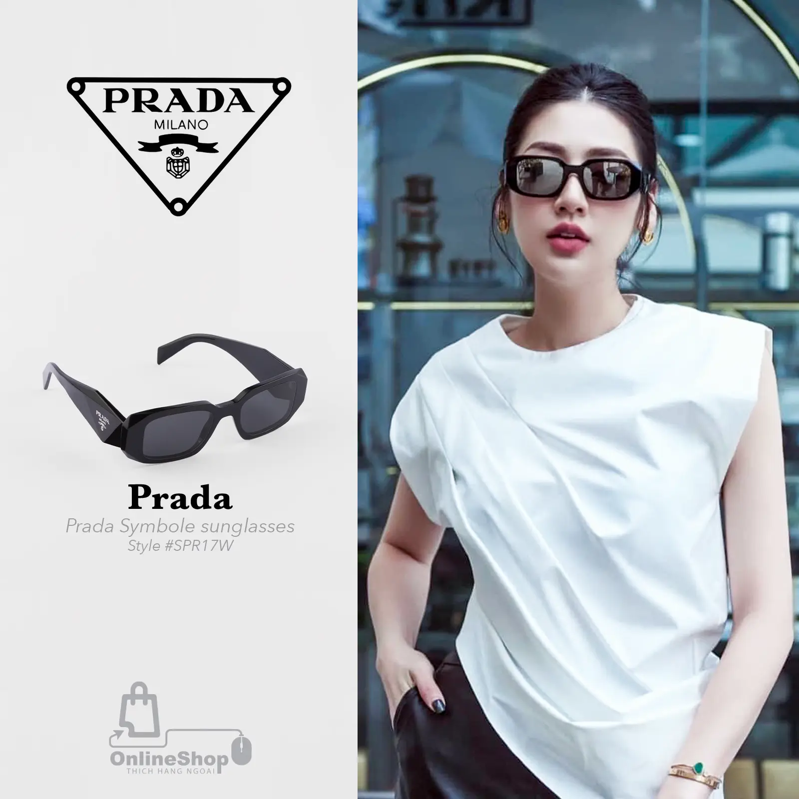 Mắt Kính Nữ Cao Cấp Prada Symbole Sunglasses SPR17W | Italy-hang-ngoai-nhap