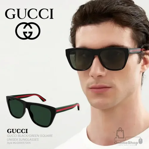 Mắt Kính GUCCI BLACK/GREEN SQUARE UNISEX SUNGLASSES GG00057SKN | Italy-hang-ngoai-nhap