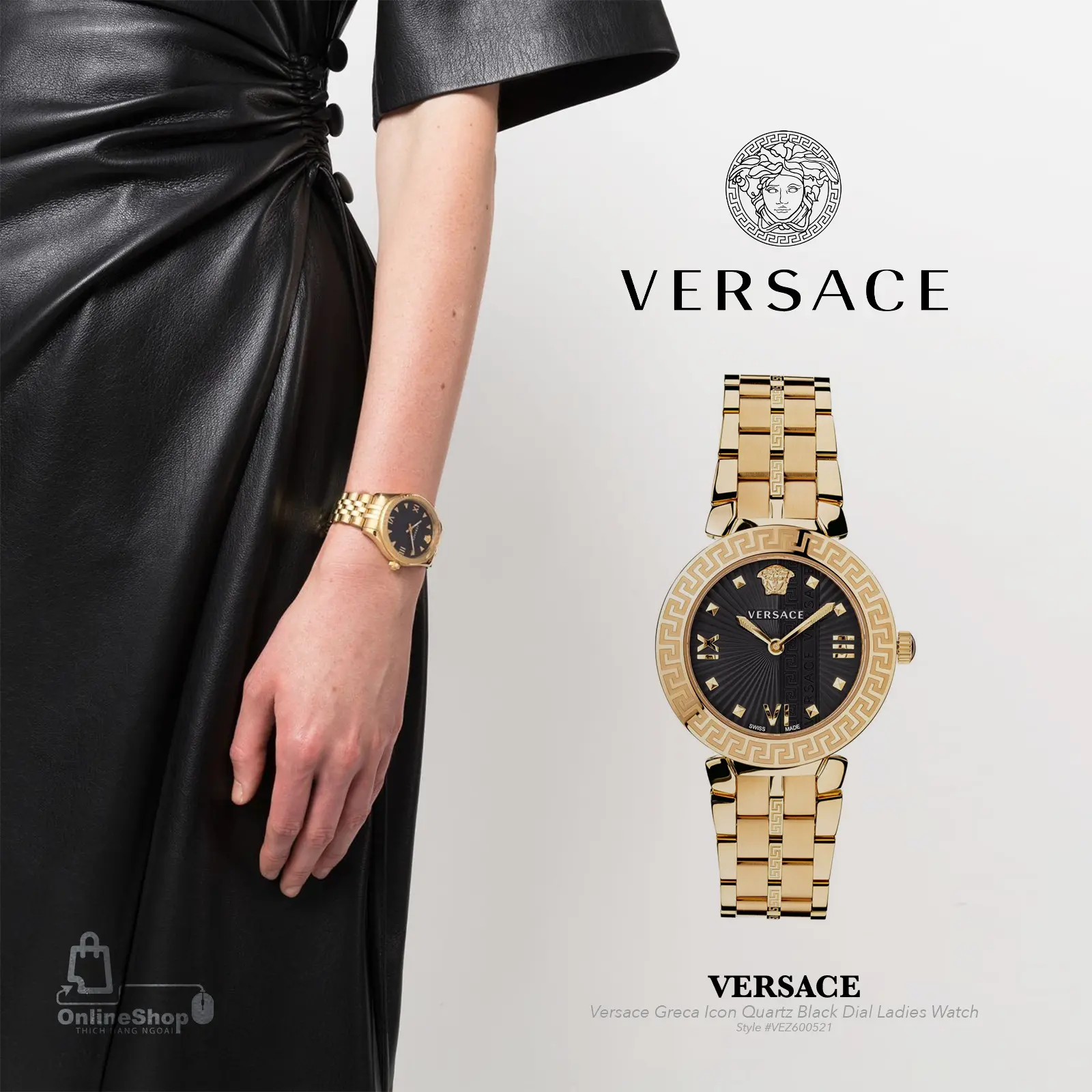 Đồng Hồ Nữ Cao Cấp Versace Greca Icon Quartz Black Dial Ladies Watch VEZ600521 | Italy-hang-ngoai-nhap