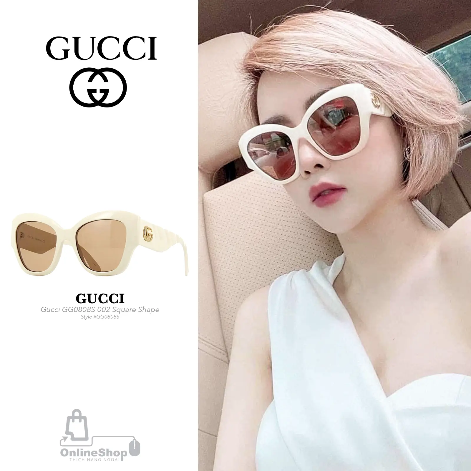 Kính Mát Nữ Đẹp Gucci GG0808S-002 | Italy-thich-hang-ngoai