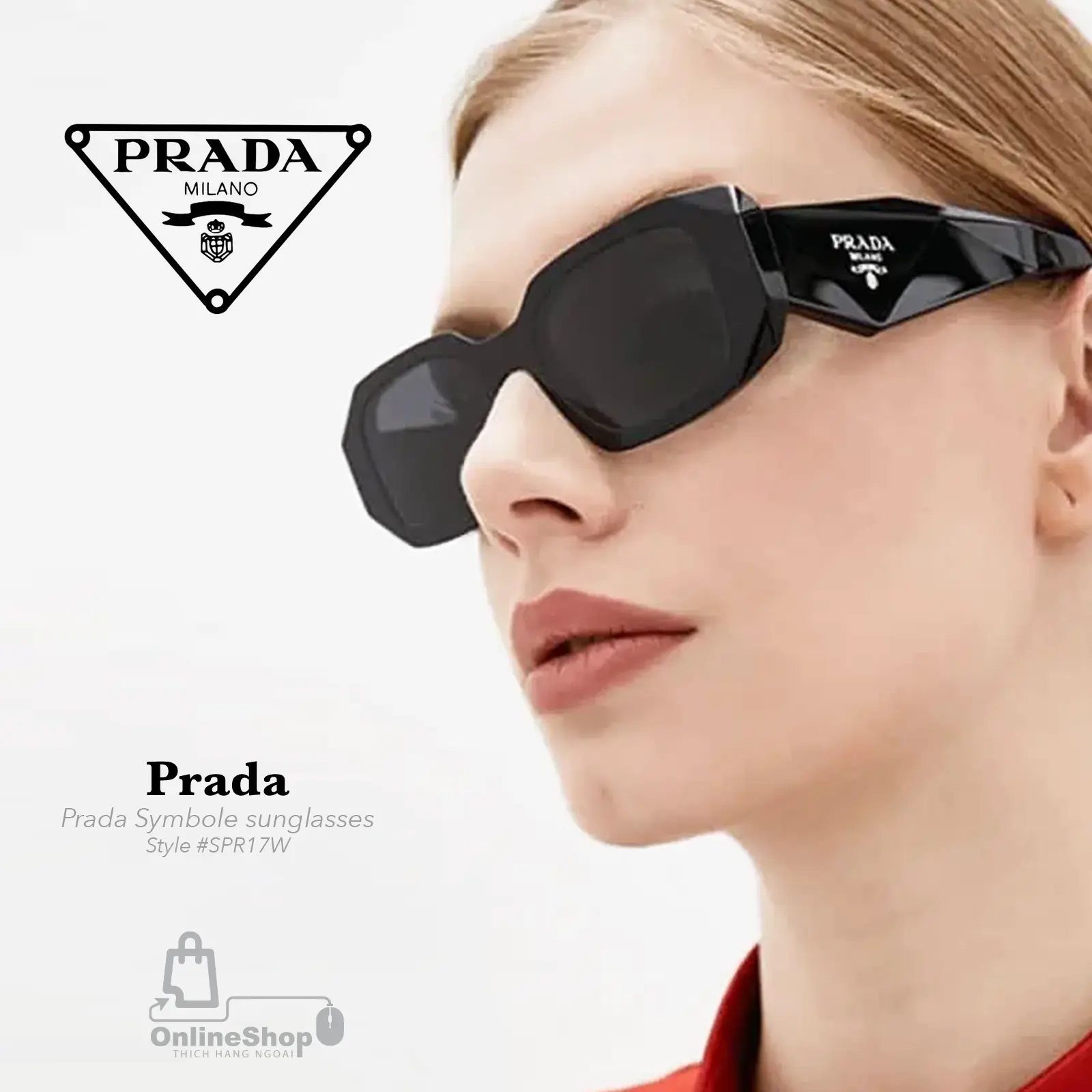Mắt Kính Nữ Hàng Hiệu Prada Symbole Sunglasses SPR17W | Italy-hang-ngoai-nhap