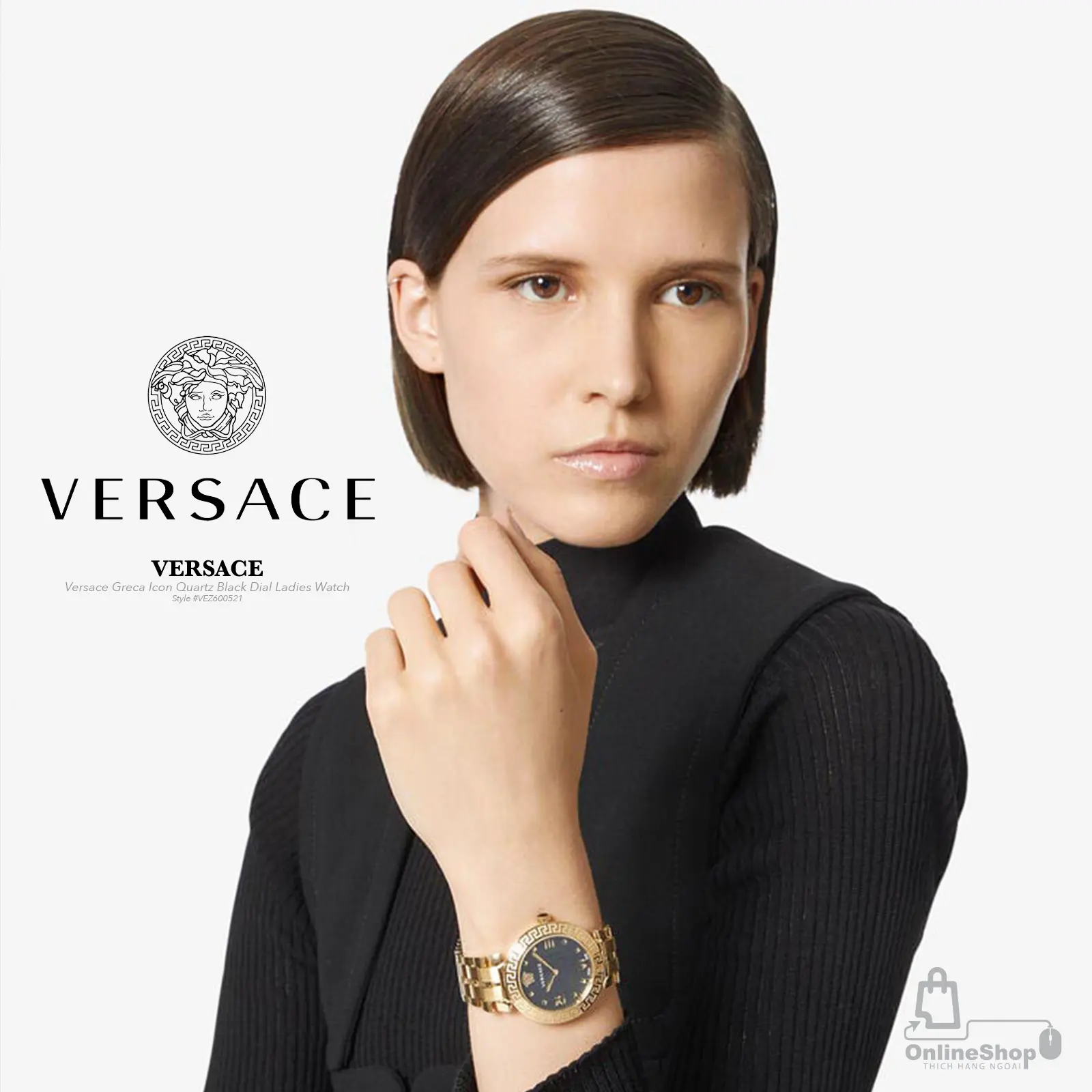 Đồng Hồ Nữ Chính Hãng Versace Greca Icon Quartz Black Dial Ladies Watch VEZ600521 | Italy-hang-ngoai-nhap