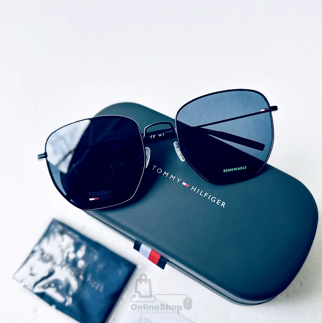 Kính răm nam mới nhất Tommy Hilfiger Men's Matte Blue Geometric Sunglasses - TJ0034FS-hang-ngoai-nhap