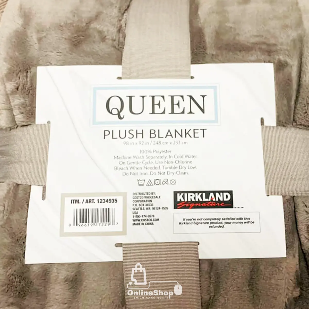 Chăn Mền Lông Cừu Mỹ Kirkland Signature Queen Plush Blanket 248 x 233 cm | USA-thich-hang-ngoai