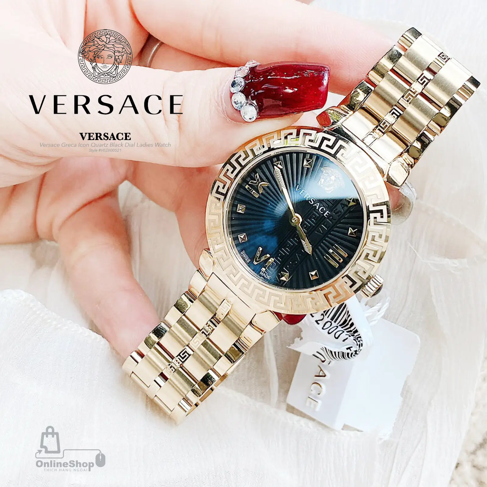 Đồng Hồ Nữ đẹp Versace Greca Icon Quartz Black Dial Ladies Watch VEZ600521 | Italy-hang-ngoai-nhap