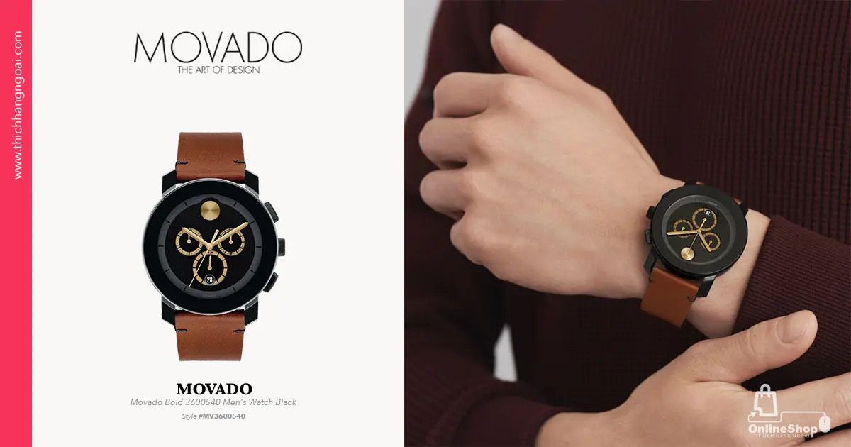 Đồng Hồ Thời Trang Nam Movado Bold 3600540 Men's Watch Black-hang-ngoai