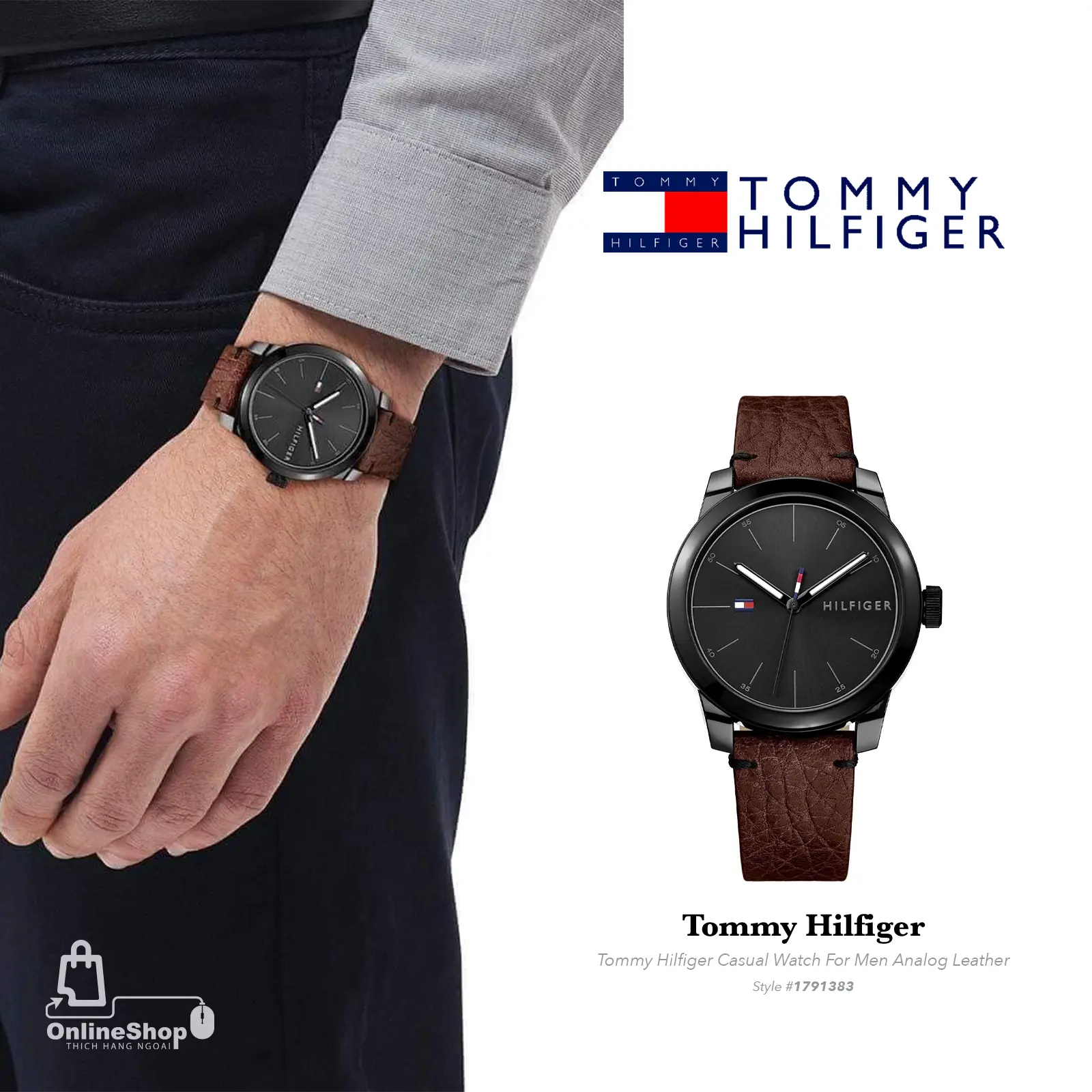 Đồng Hồ Nam Đẹp Tommy Hilfiger 1791383 Casual Watch For Men Analog Leather-hang-ngoai