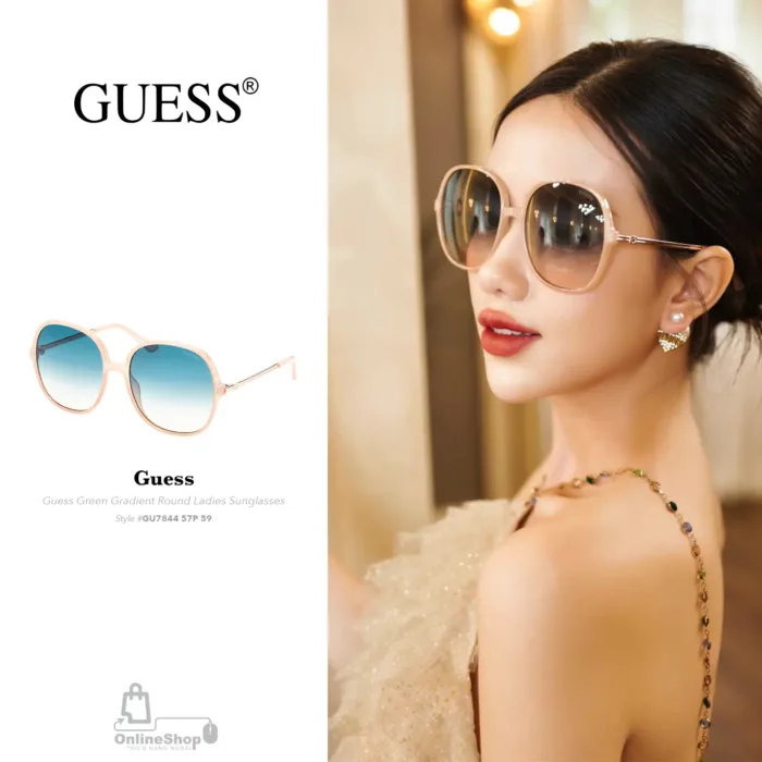 Mắt Kính Nữ GUESS GU7844 57P Green Gradient Round Ladies Sunglasses-thich-xu-huong-thoi-trang