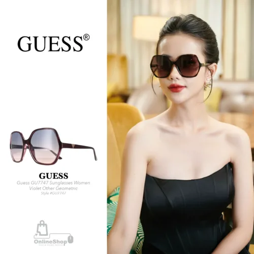 Guess GU7747 Sunglasses Women Violet Other Geometric 62mm & Authentic-thich-hang-ngoai