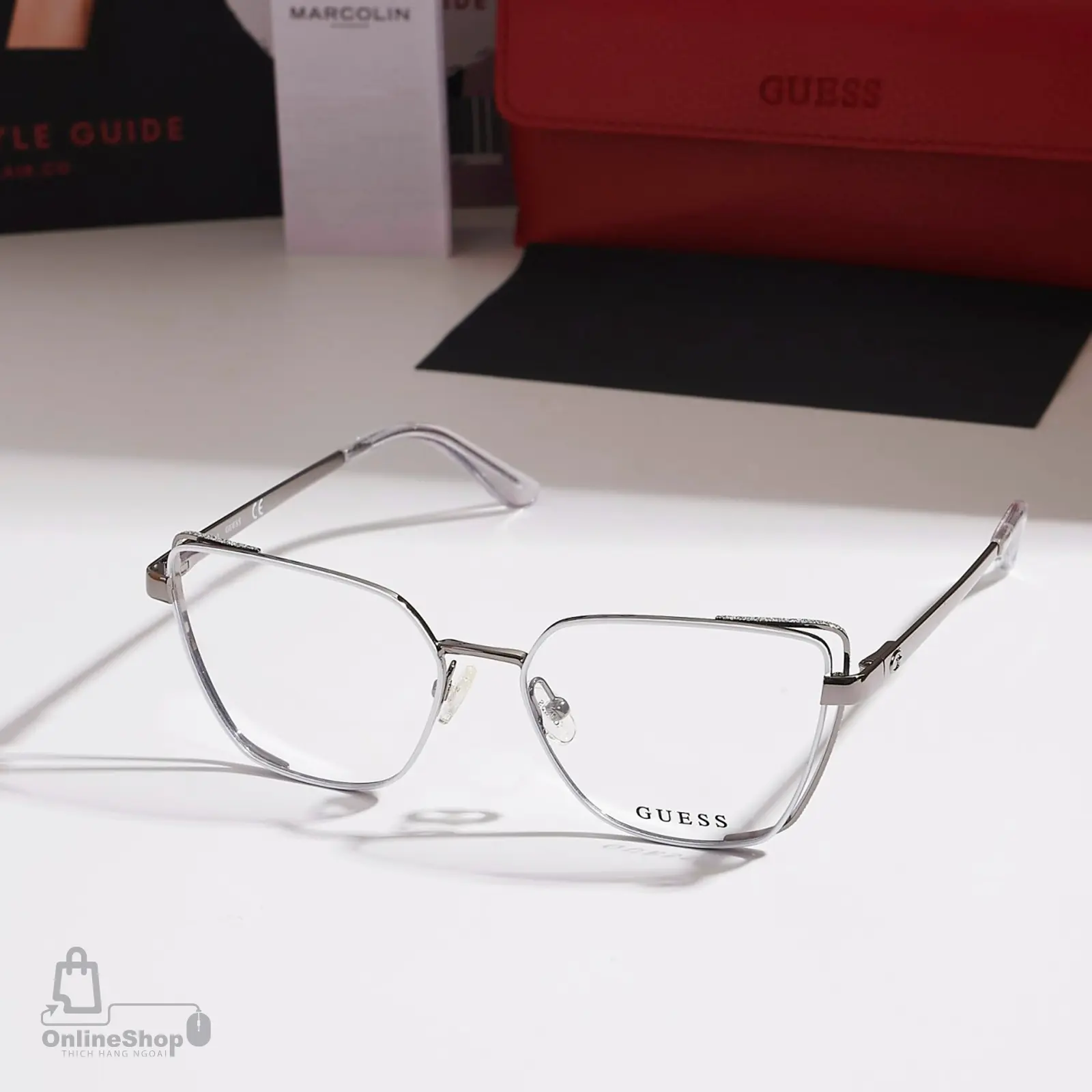 Gọng Cận Sinh Viên Guess GU2793 024 White Metal Optical Eyeglasses | USA-thich-hang-ngoai