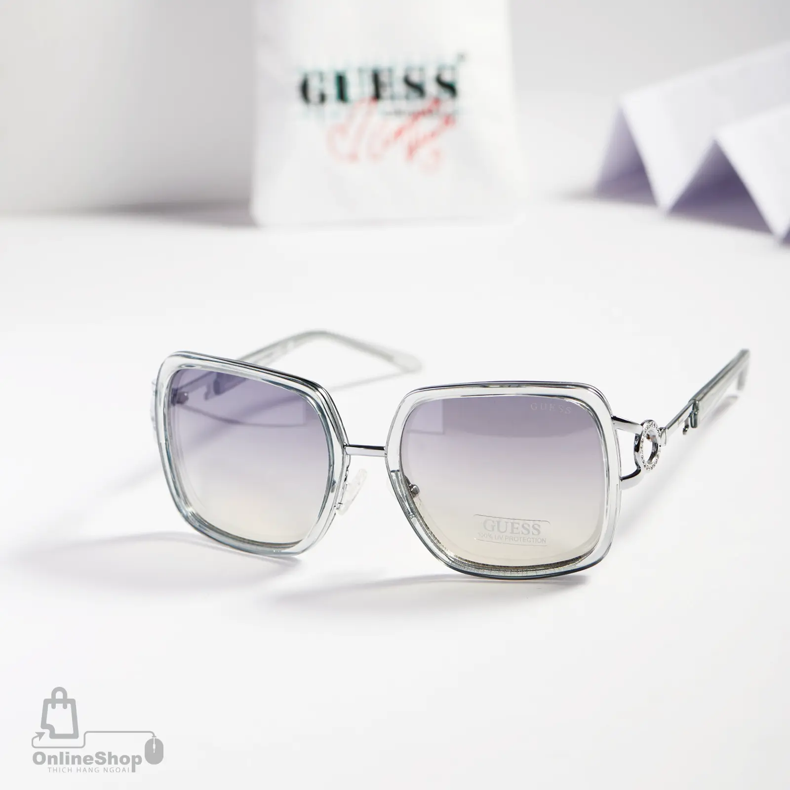 Mắt Kính Nữ Hàng Hiệu Guess Factory GF6111-84W 56mm New Sunglasses & Authentic-thich-hang-ngoai