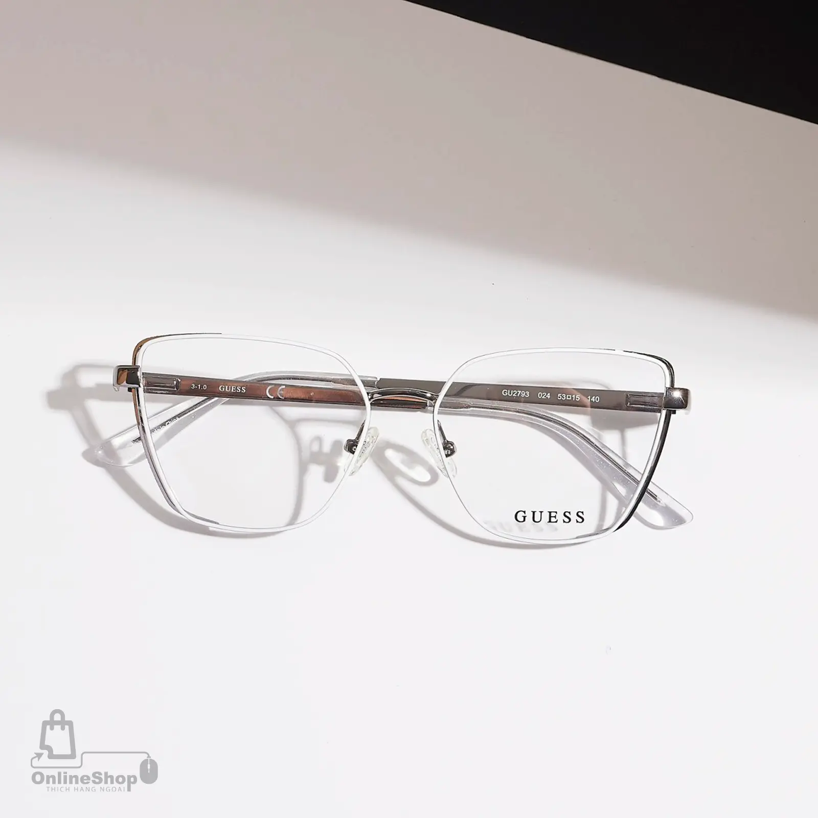 Gọng Cận Hàng Hiệu Guess GU2793 024 White Metal Optical Eyeglasses | USA-thich-hang-ngoai